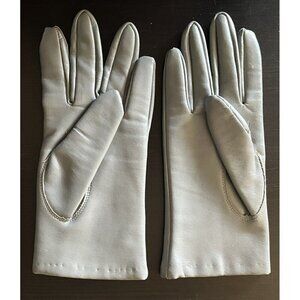 VIntage Light Gray Faux Vegan Leather Soft Cotton Lined Gloves